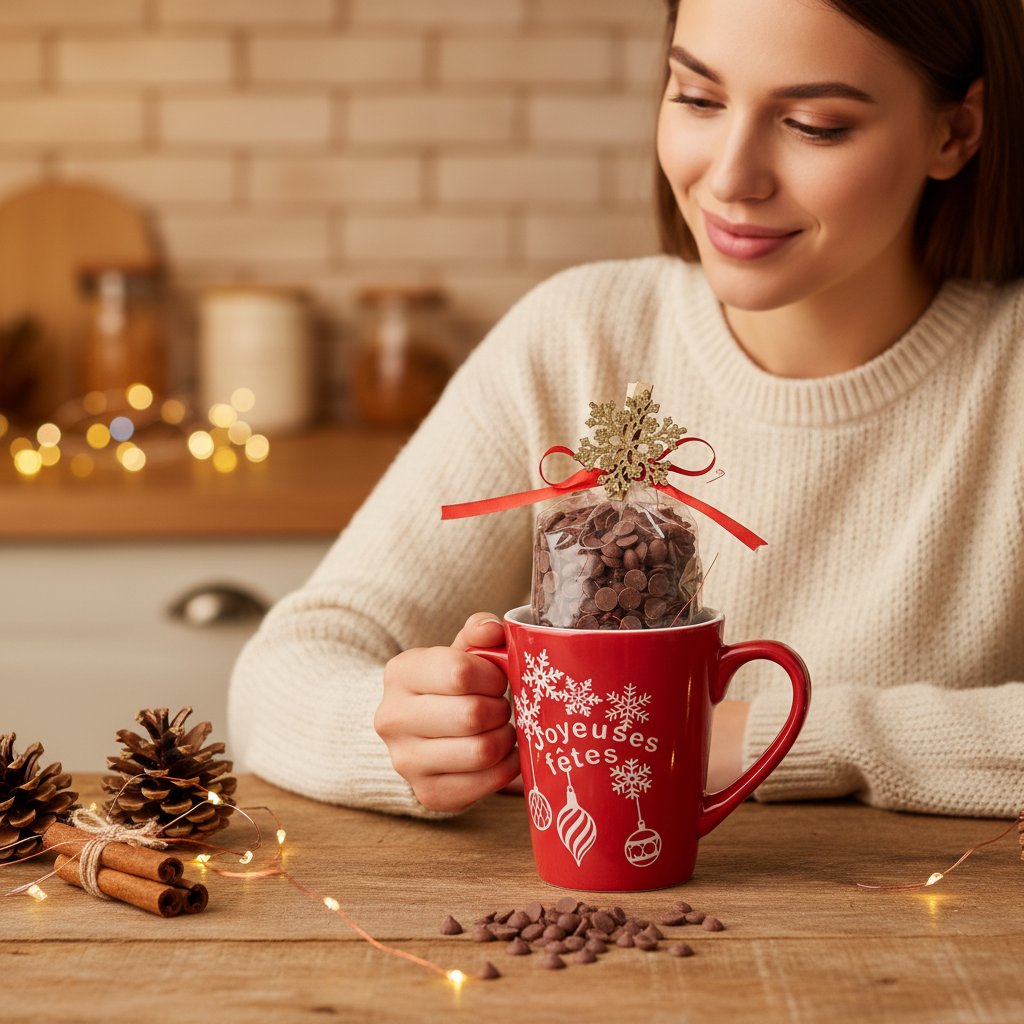 Gocce di cioccolato al latte in tazza festiva 200g