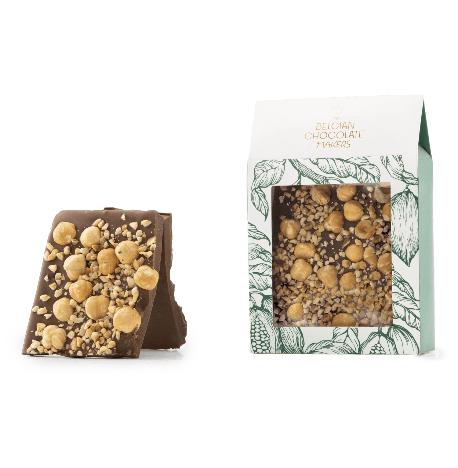 Tavolette spezzate di cioccolato al latte con nocciole