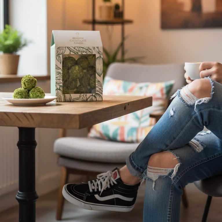 Sacchetto di tartufi belgi con copertura di pistacchio 160g