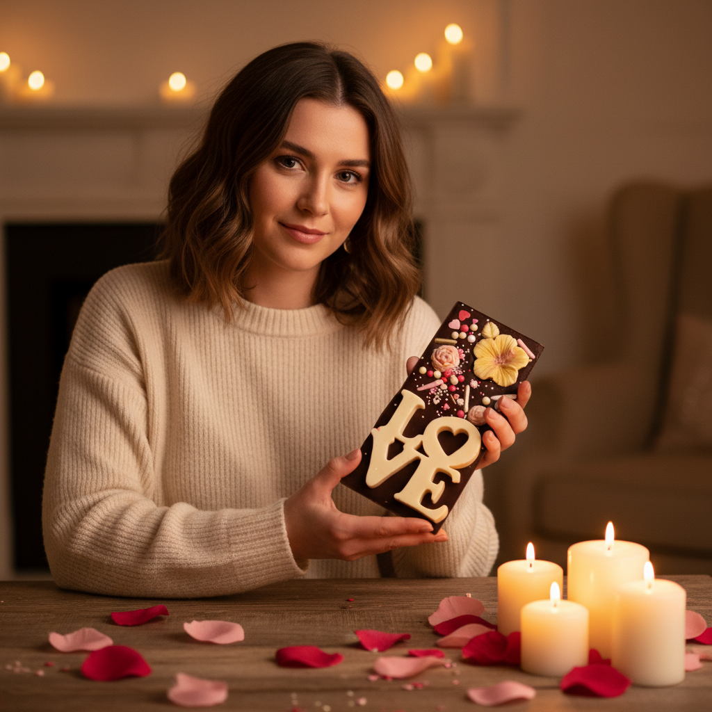 Tavoletta di cioccolato fondente rosso amore 120g