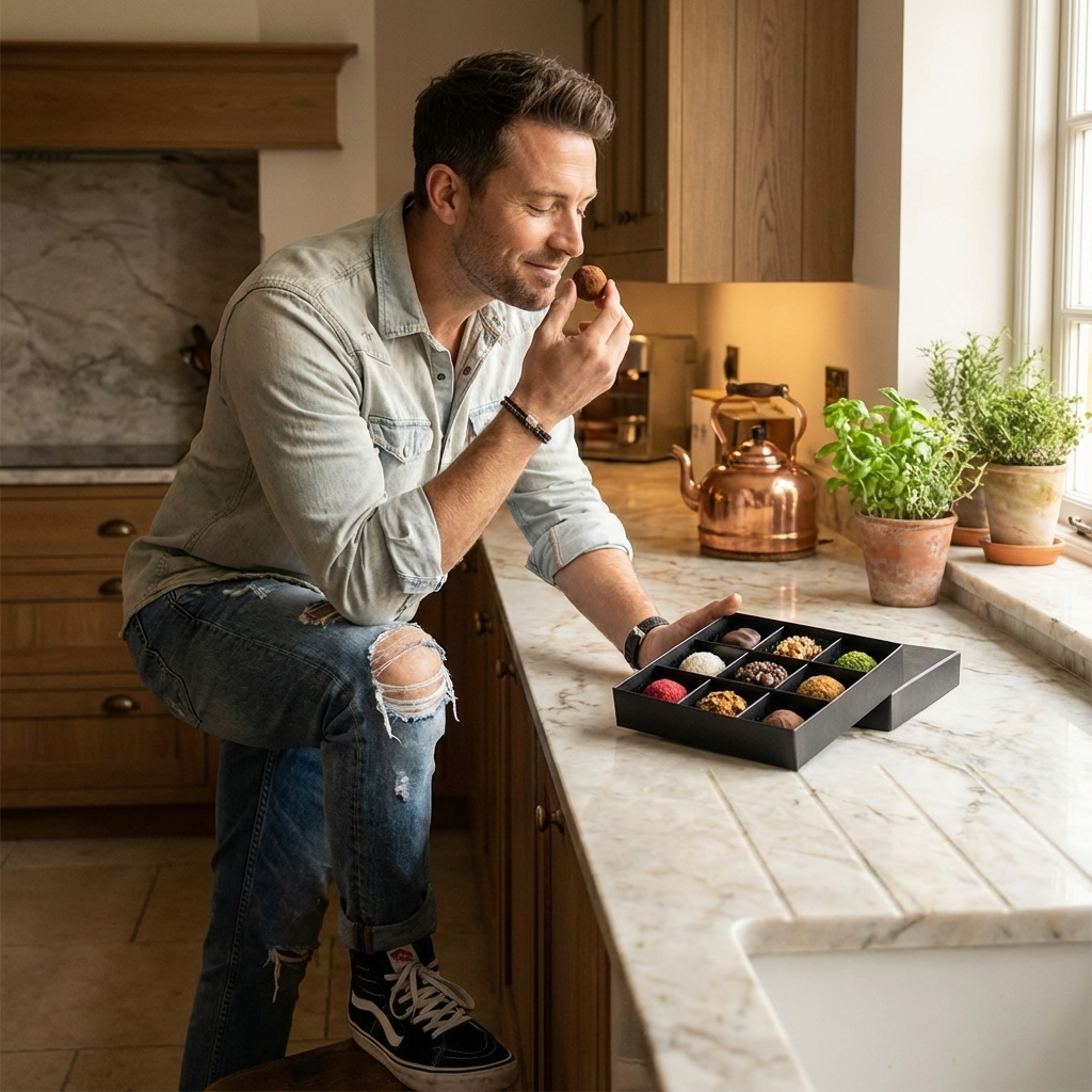 Scatola di 9 tartufi al cioccolato Black Temptation 135g