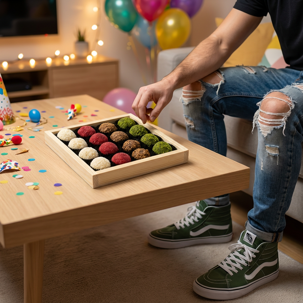 Scatola regalo in legno con 16 tartufi