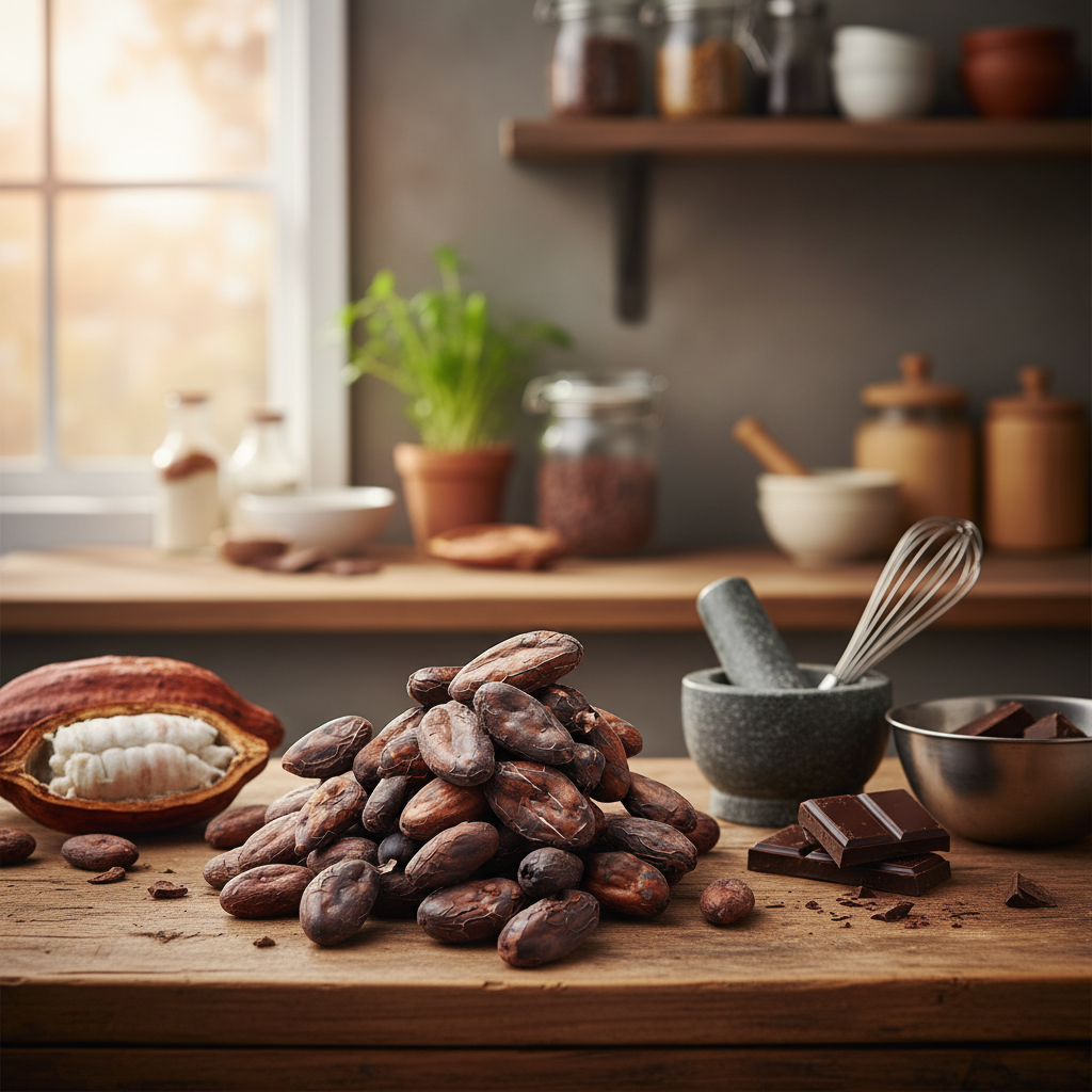 Sacchetto di semi di cacao freschi