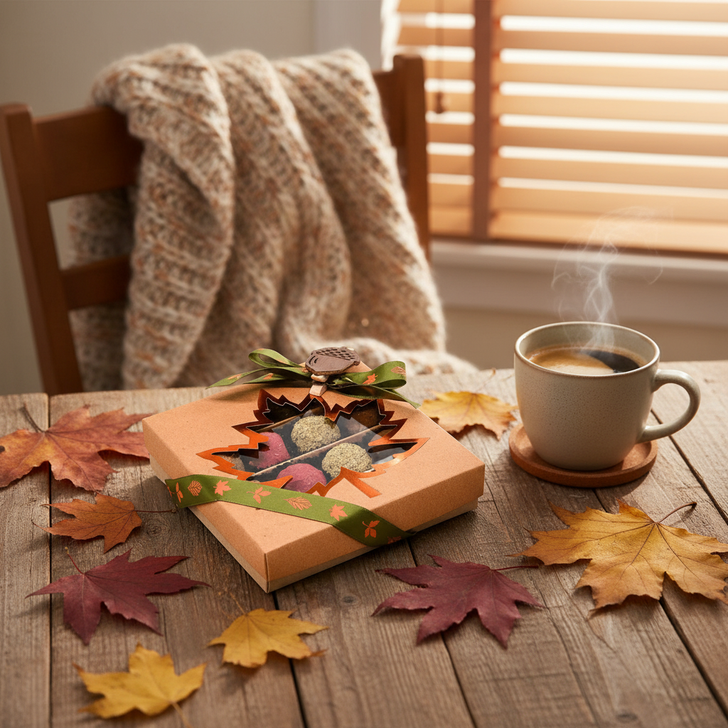 Mix di tartufi belgi autunnali in una confezione regalo artigianale