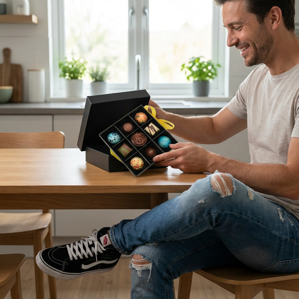 Scatola di 9 praline al cioccolato Black Temptation 135g