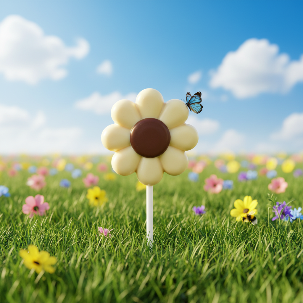 Lecca-lecca ai fiori di cioccolato bianco 20g