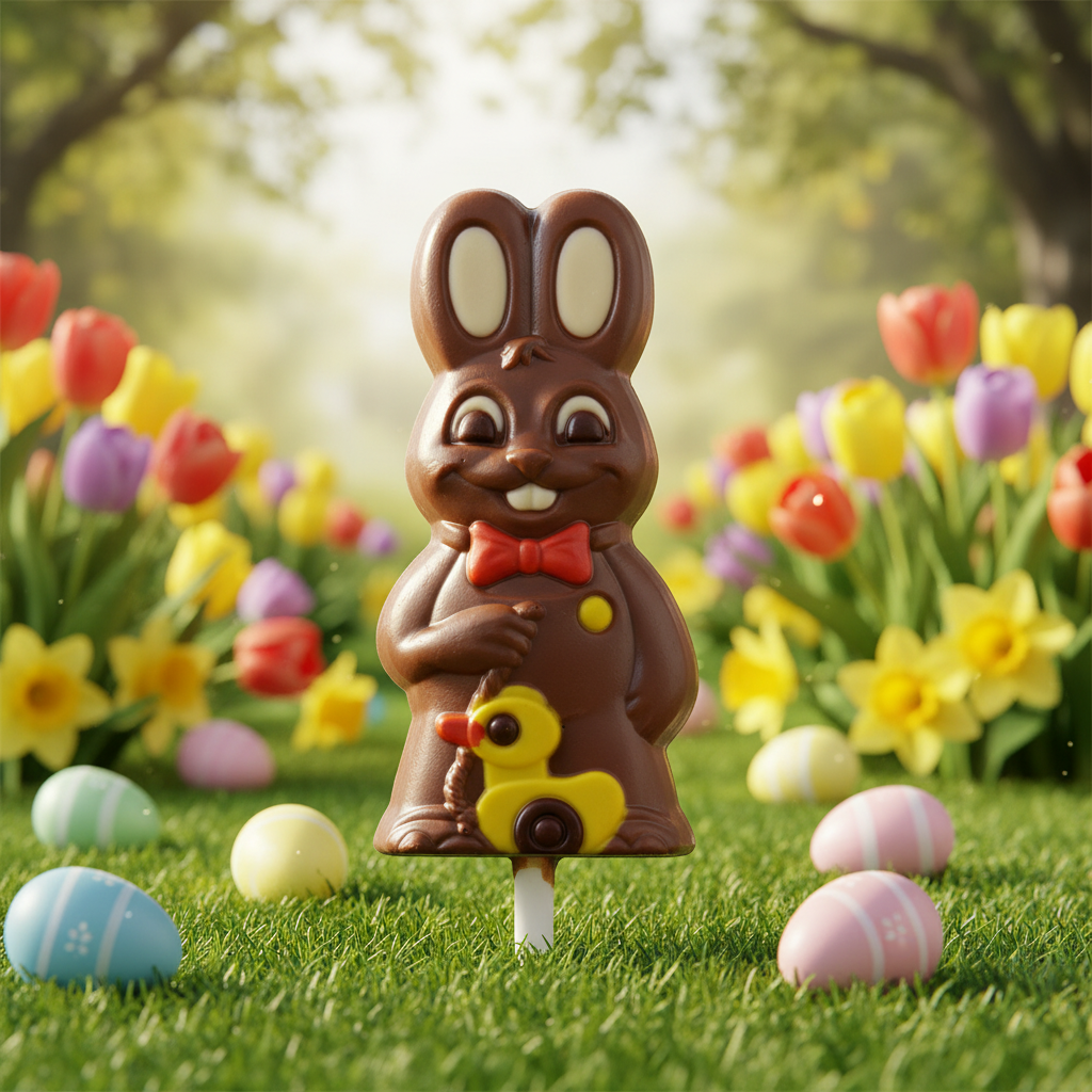 Coniglietto di cioccolato al latte con lecca-lecca all'anatra 20g