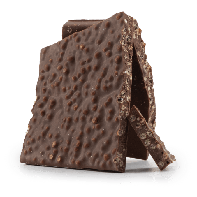 Barrette spezzate al cioccolato fondente con riso soffiato