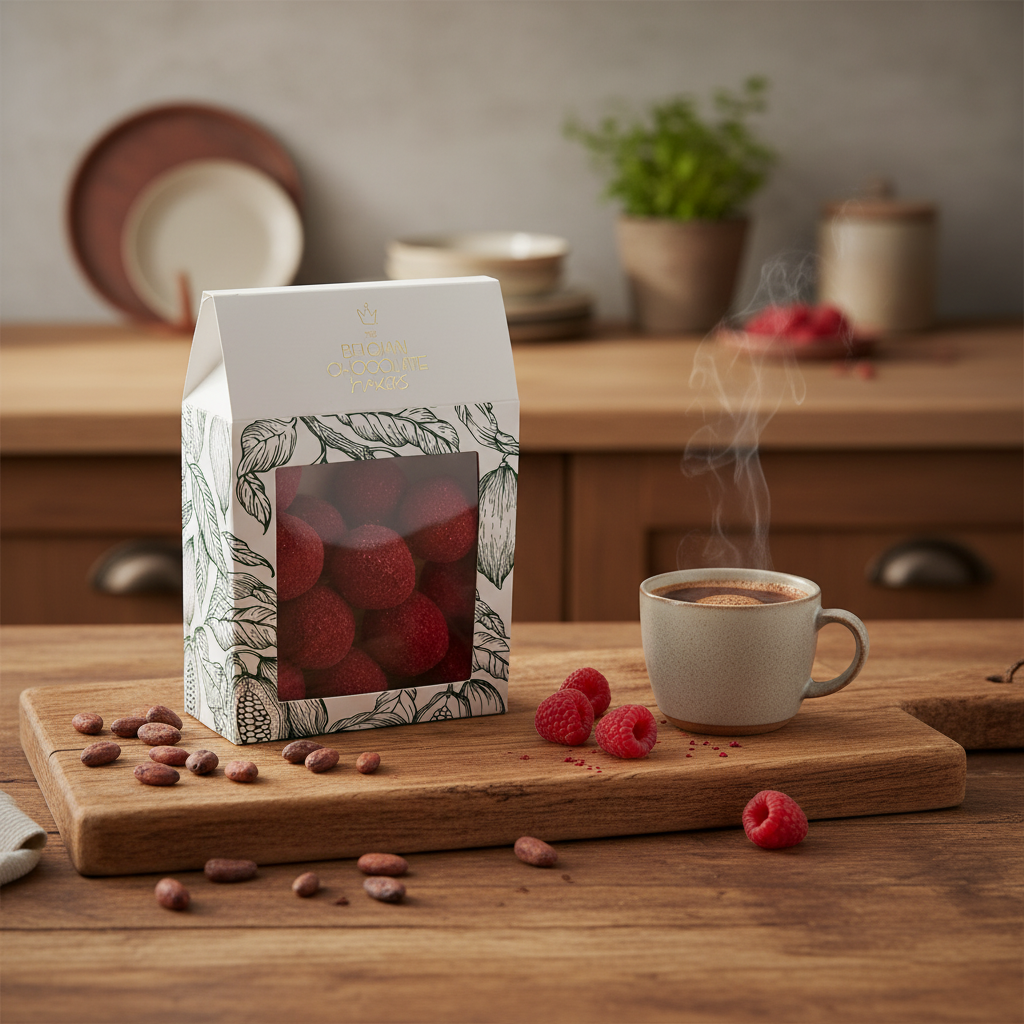 Sacchetto di tartufi belgi con copertura di lamponi 160g