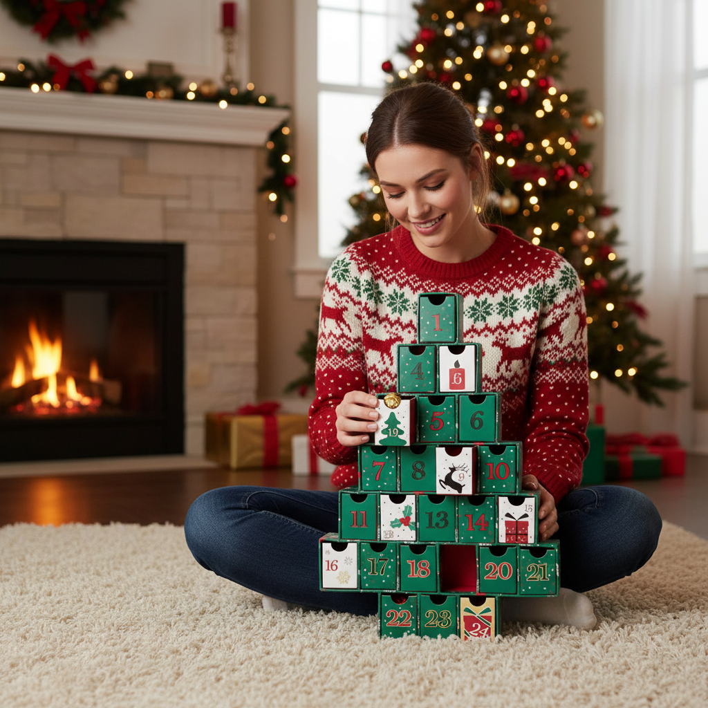 Calendario dell'Avvento con albero di Natale