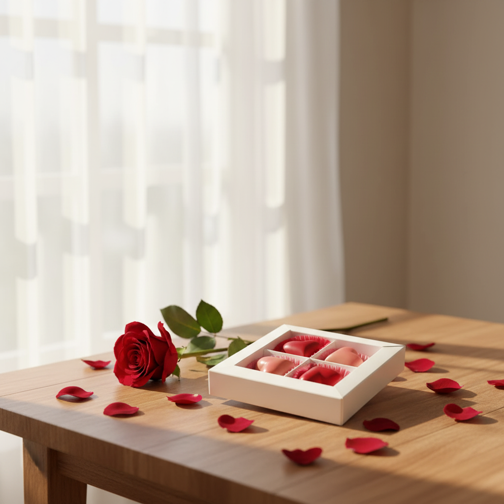 Scatola Love di 4 praline belghe da 50 g