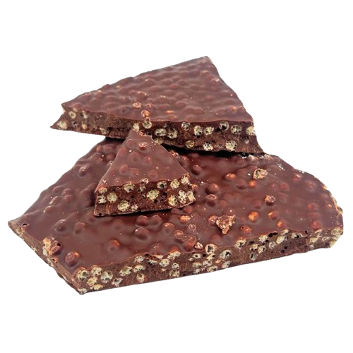 Barrette spezzate al cioccolato fondente con riso soffiato