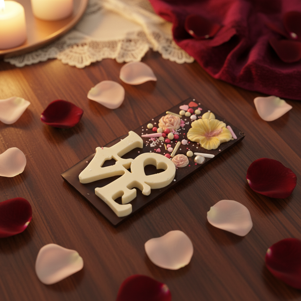 Tavoletta di cioccolato fondente rosso amore 120g